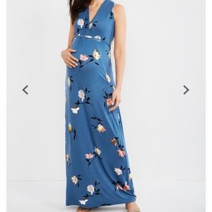 Gorgeous Blue Floral Maternity Maxi Dress